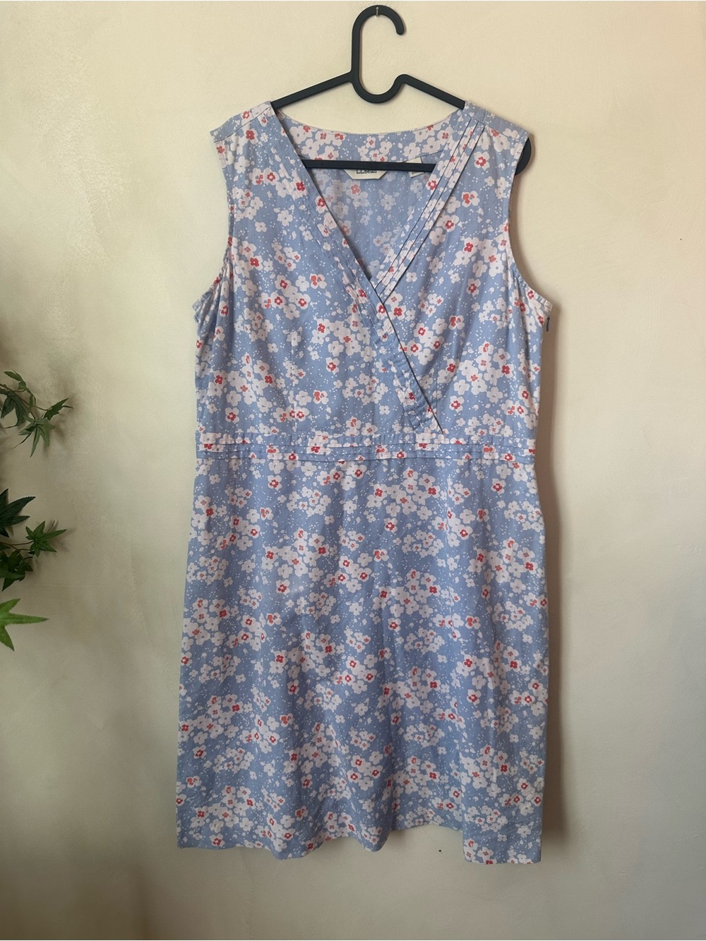 L.L.Bean Floral Cotton/Linen Dress. Sz. 16 Blue